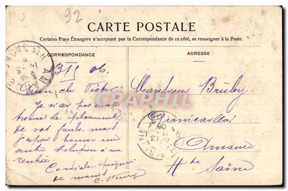 CPA Chatillon sur Scine Jardin de la Mairie Mounment Nisard — Rückseite