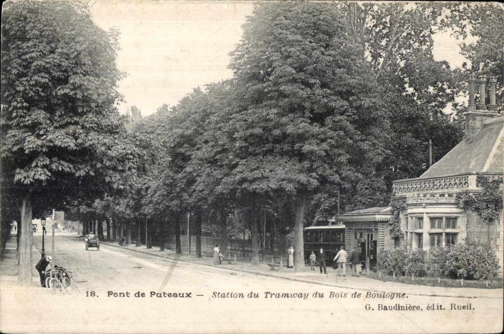 CPA pont de Puteaux Station du Tramway du Bois de Boulogne
