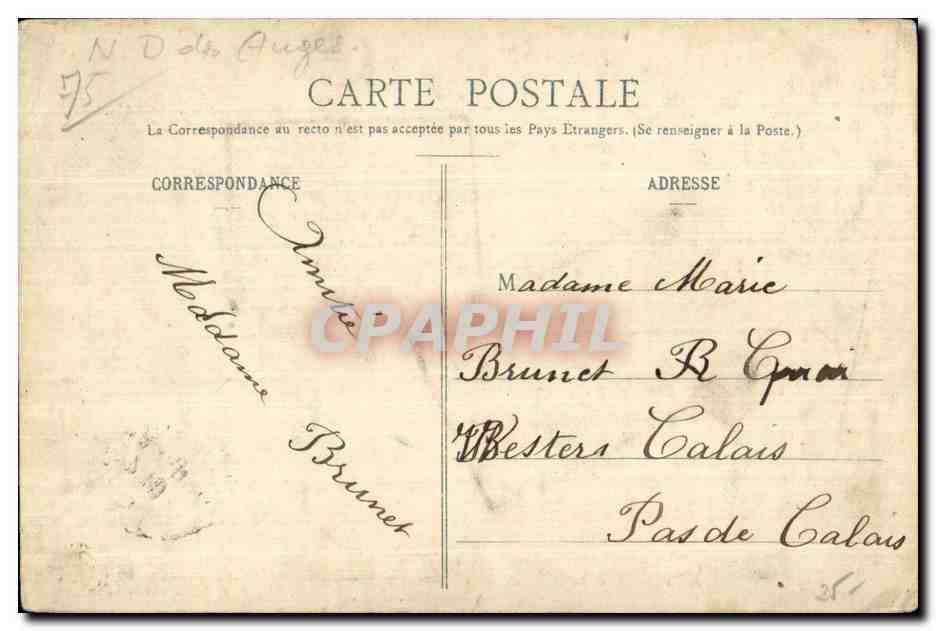 CPA Notre Dame des Anges Je vous envoie ces fleurs  — Rückseite