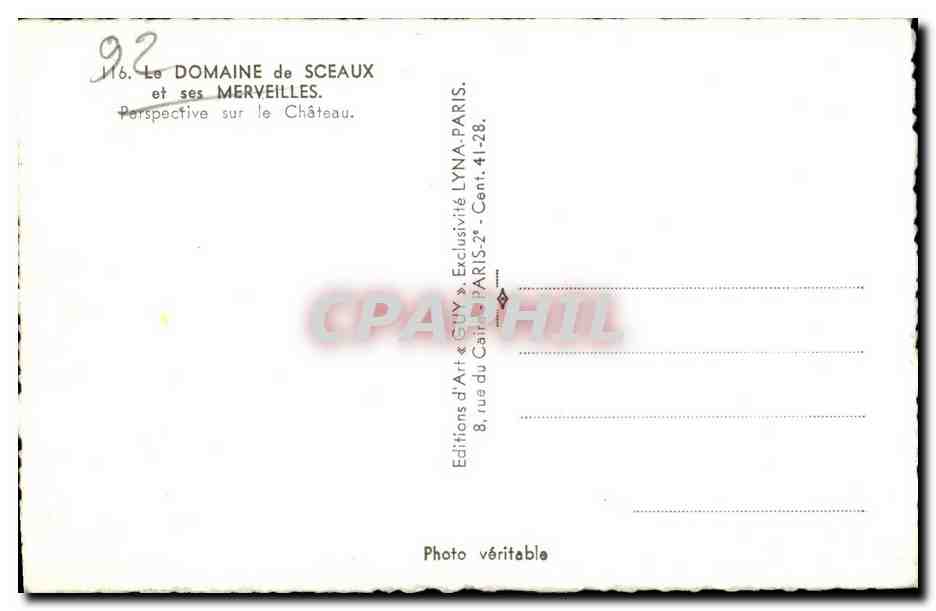 CPA Le Domaine de Sceaux et ses Merveilles Perspective sur le Chateau — Rückseite