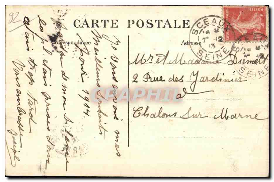 CPA Sceaux Chateau De Statue en Gaine De L Ete — Rückseite