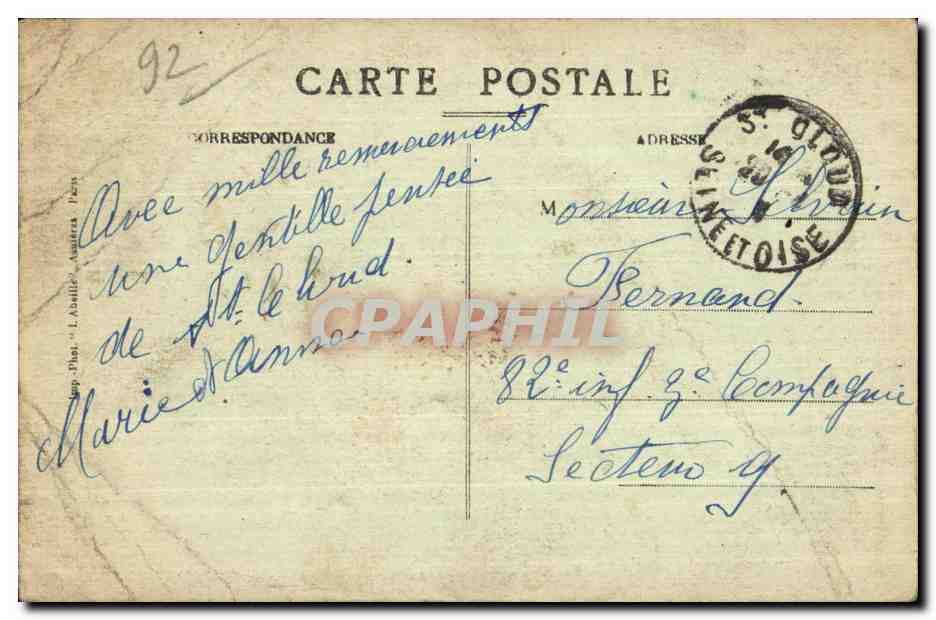 CPA Saint Cloud Le Parc Le Pre aux Chevres Sevres Goat Chevre — Verso