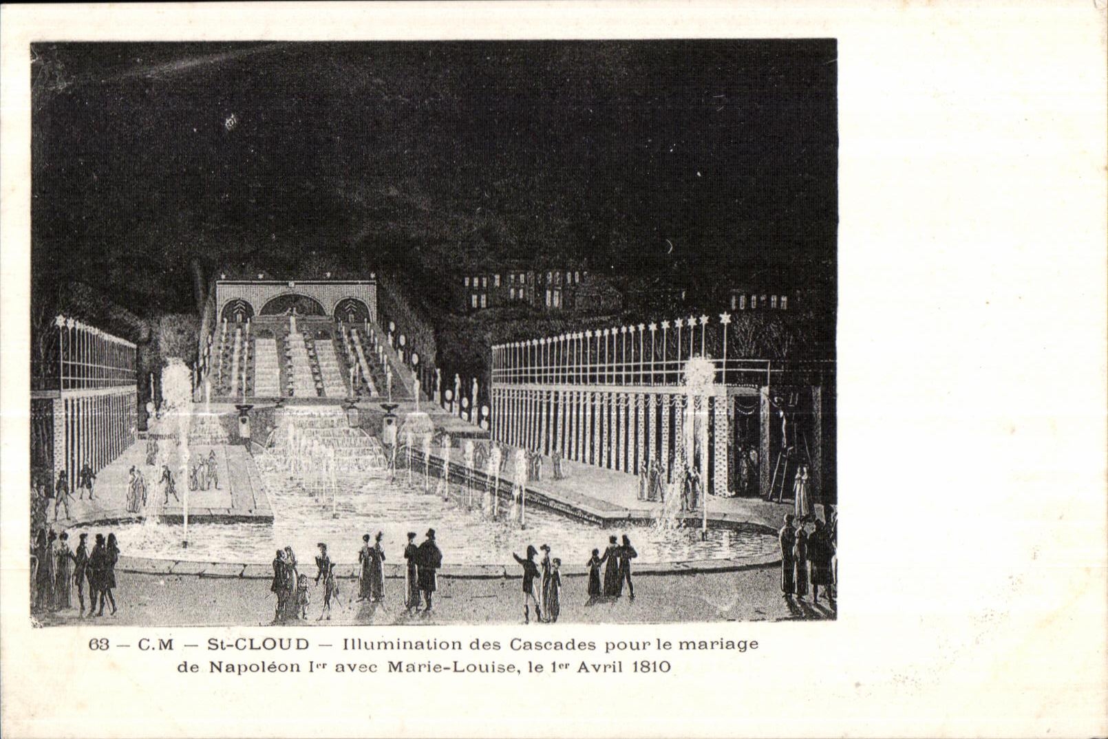 CPA St Cloud Illumination des Cascades pour le mariage de Napoleon 1er avec marie Louise 1810