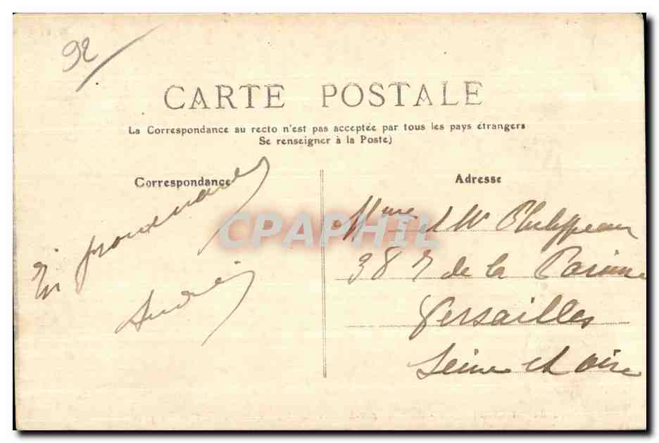 CPA SAINT CLOUD Allee du Fer a Cheval et les Hauteurs du Troundero — Rückseite