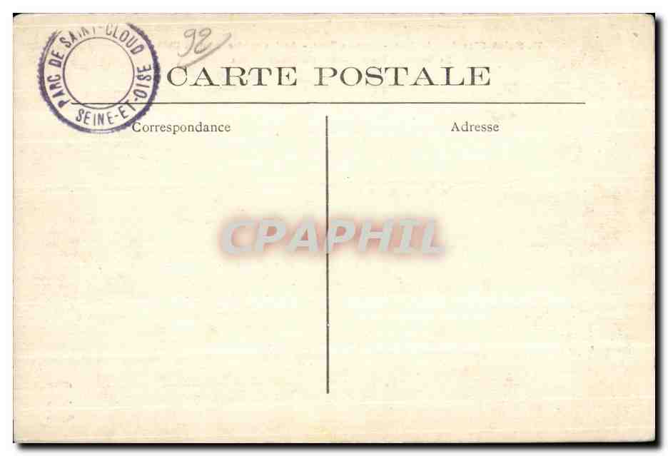 CPA Saint Cloud Le Pare Grnades Eaux Ancien emplacement du chateau — Rückseite