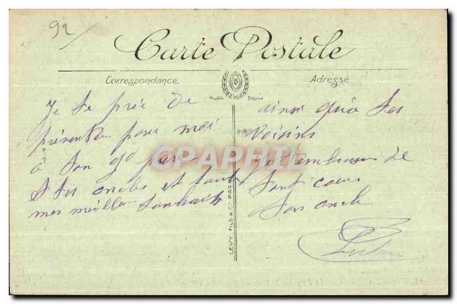 CPA Saint Cloud Le Pare L Allee du Fer a Cheval — Back