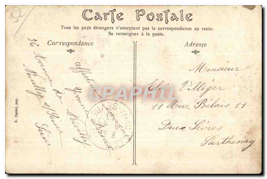 CPA Neuilly Sur Seine La Statue de J R Perronet — Rückseite