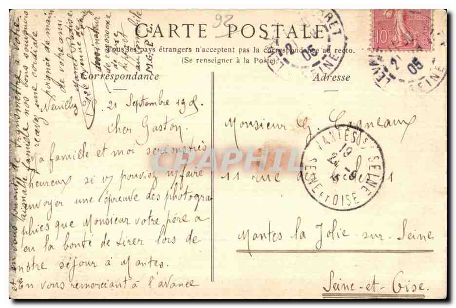 CPA Neuilly Sur Seine Chapelle Saint Ferdinand eleve a la memoire du duc d Orleans mort par accident — Rückseite