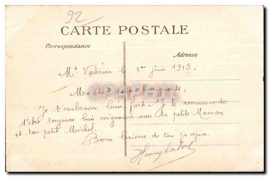 CPA Fort du Mont Valerien Chateau de Forbin Janson Residence du Commandant de l Ochner commandant de Place en 1870 — Rückseite
