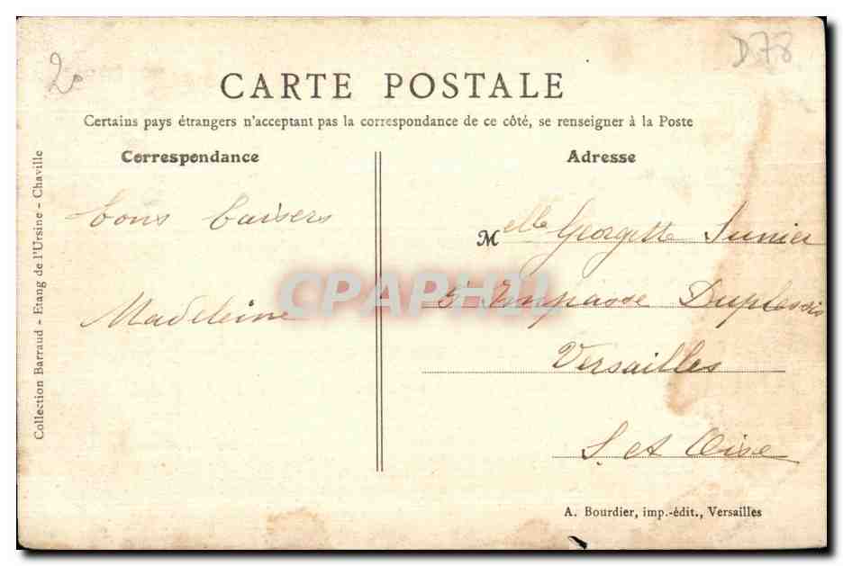 CPA Foret de Meudon Chaville Etang de l Ursine — Rückseite