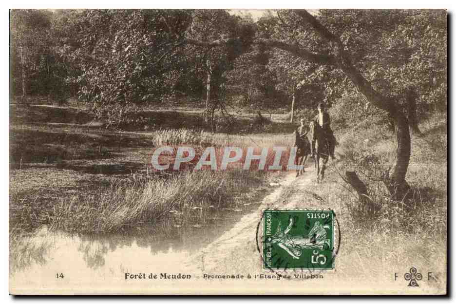 CPA Foret de Meudon promenade de l Etang de Villebon Cheval Horse 
