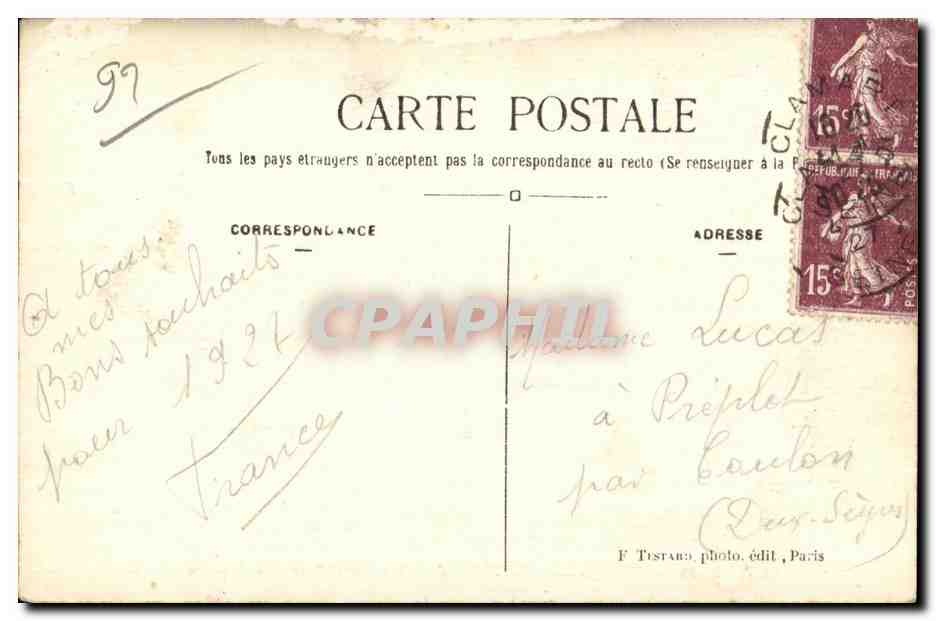 CPA Bois de Meudon Clamarat La fontaine ste Marie — Rückseite