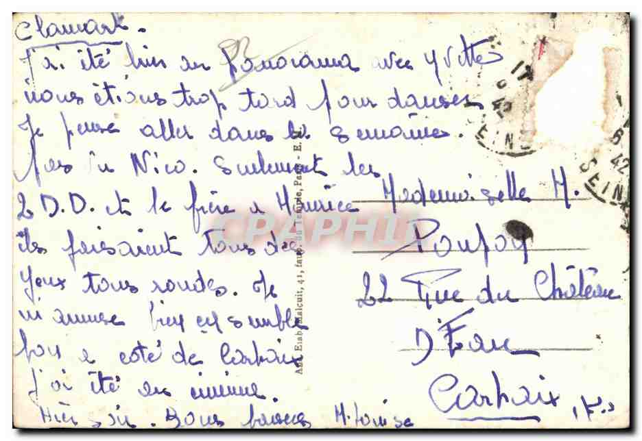 CPA Bois de Meudon Clamart Abords de la Fontaine sainte Marie — Rückseite