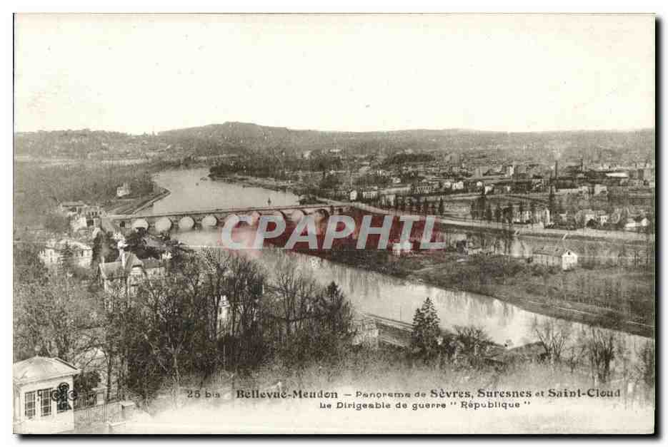 CPA Meudon Foret De Bellevue Sevres Suresnes Saint Cloud Le dirigeable de guerre Republique Zeppelin