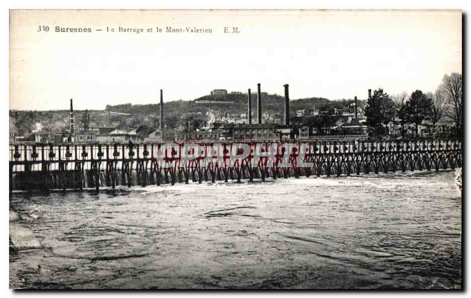 CPA Suresnes le Barrage et le Mont Valerien