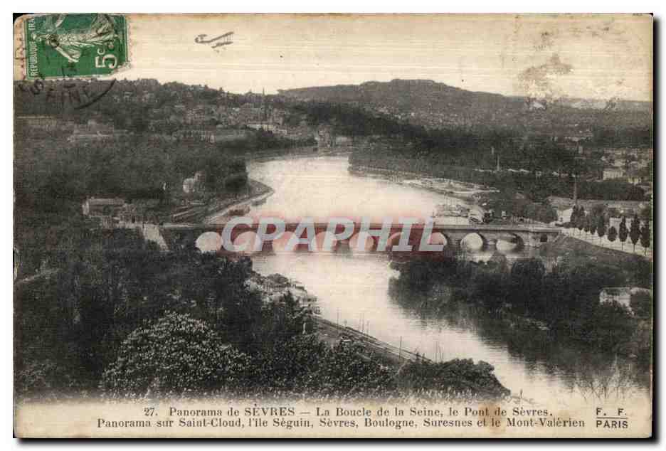 CPA Panorama de Sevres La Boucle de la Seine le pont de Sevres