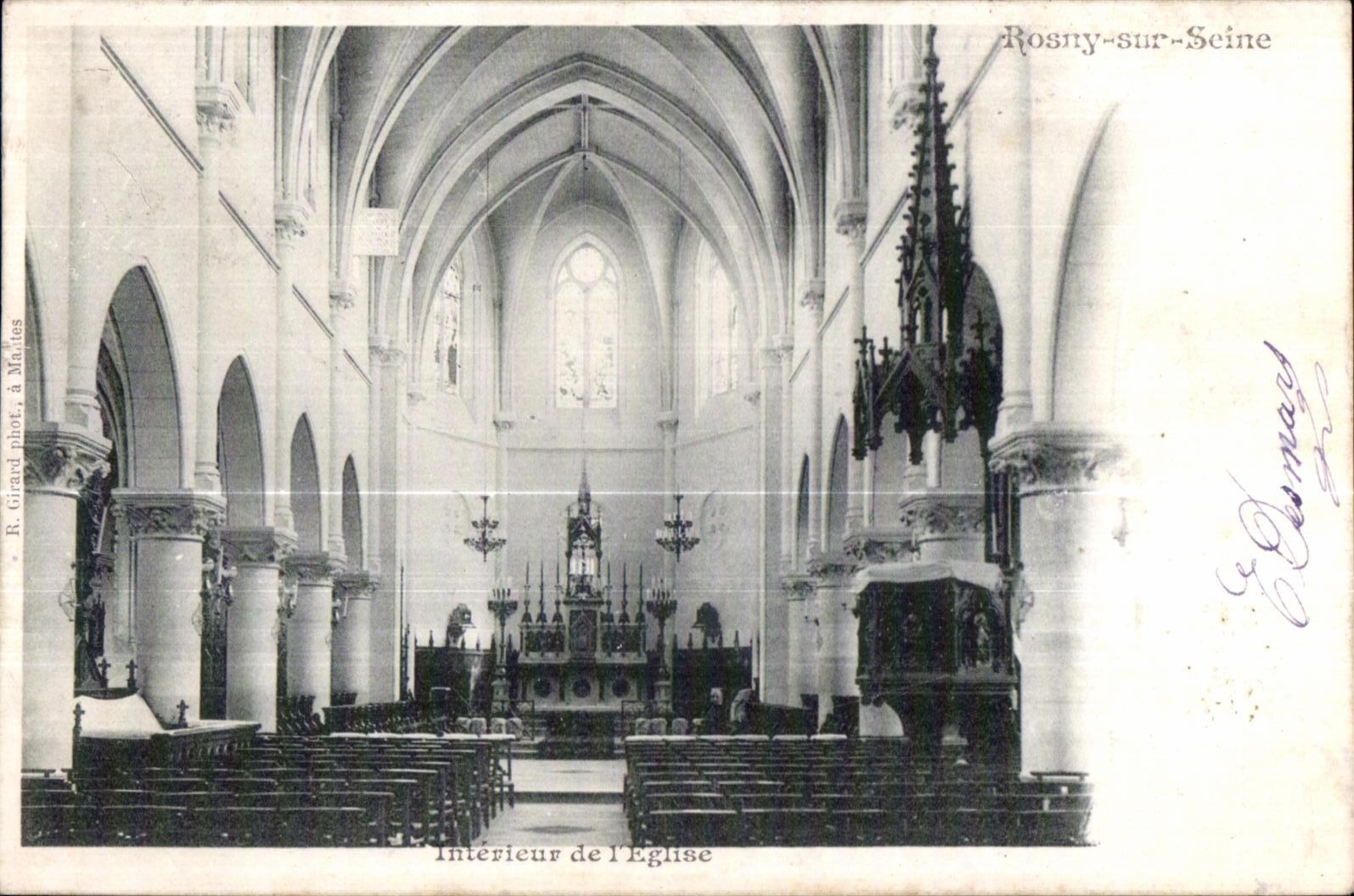 CPA Rosny Sur Seine Interieur de I Eglise