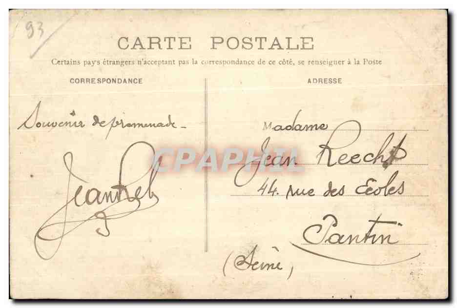 CPA Le Raincy Chateau du Lac un coin du Parc — Rückseite