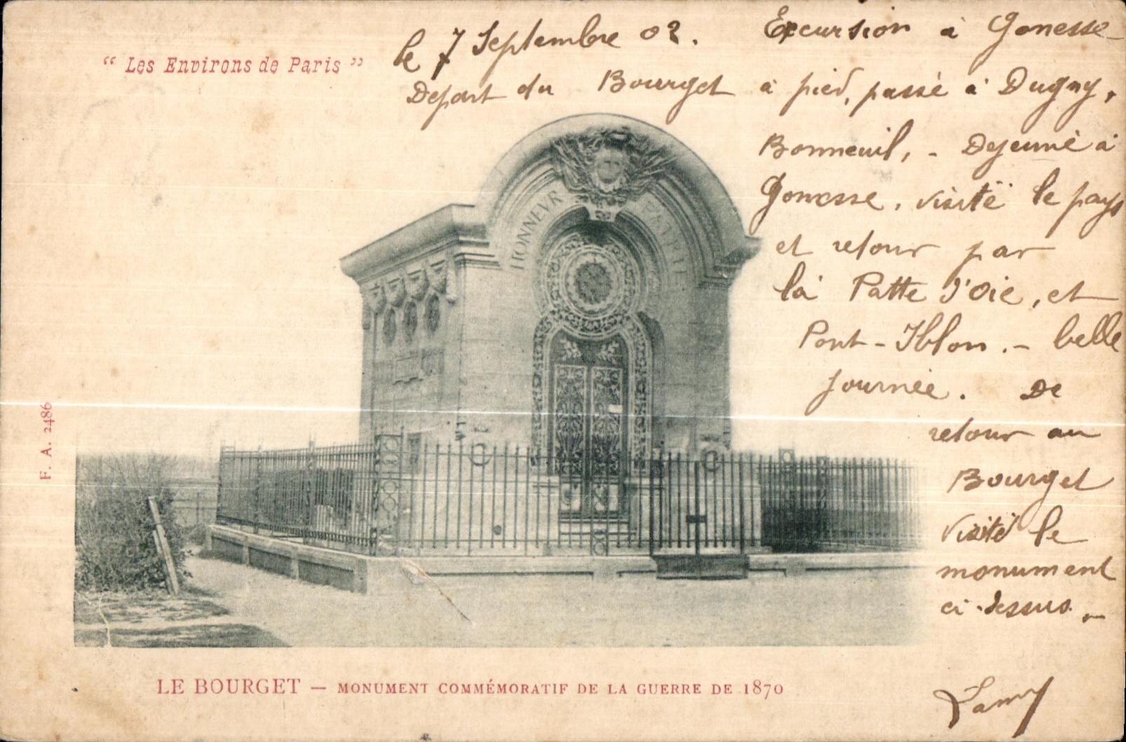 CPA Le Bourget Monument Commemoratif De La Guerre De 1870 1871 Militaria 