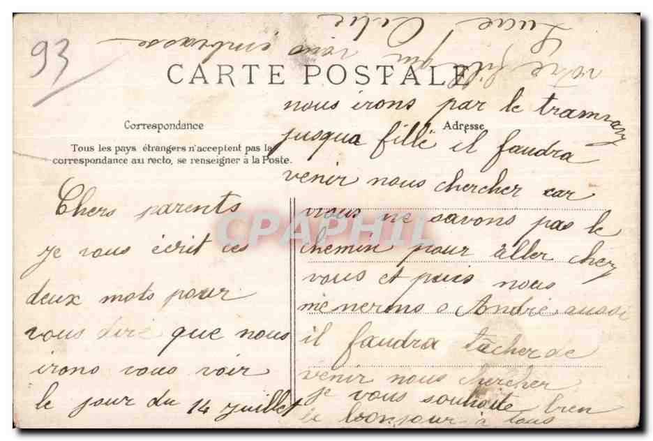 CPA Livry Place de la Fontaine — Rückseite