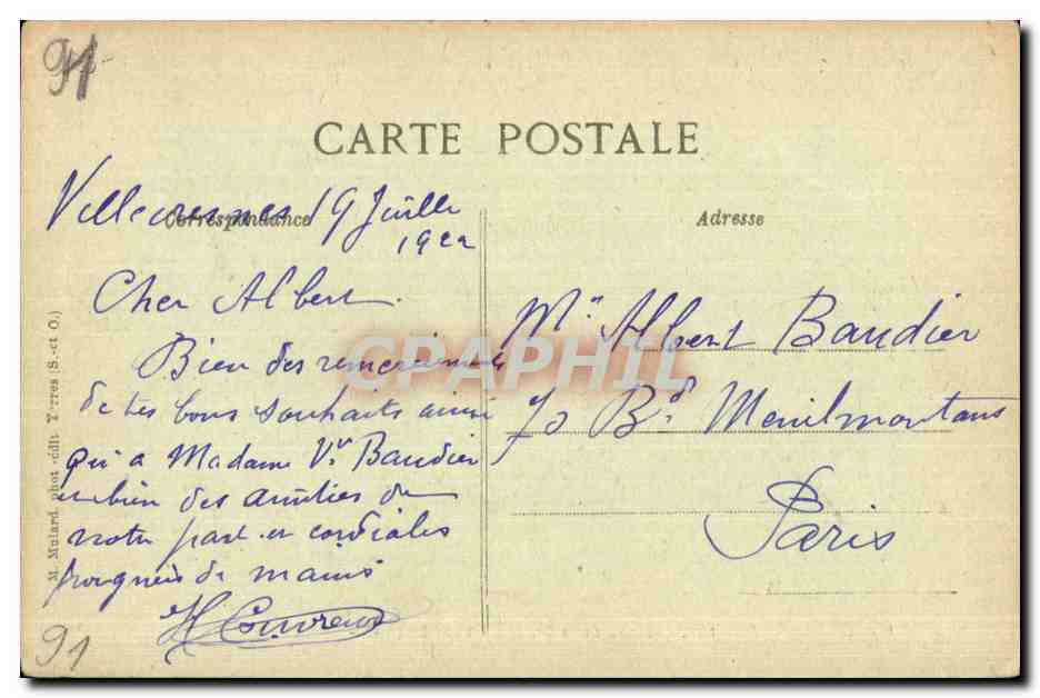 CPA Chateau de la Grange Yerres (S et O) — Back