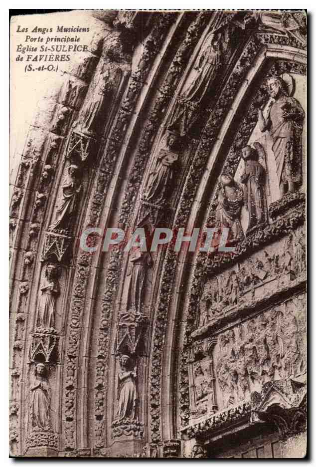 CPA Les Anges Musicians Porte prinicipale Eglise St Sulpice de Favieres (S et O) 