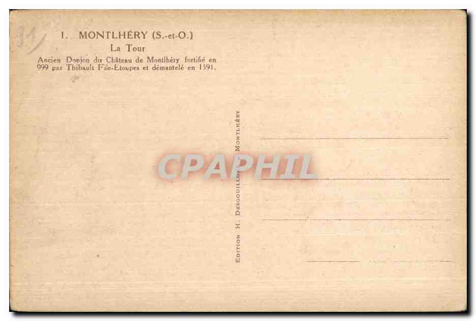 Montlhéry (S.-et-O.) — The Tower — Edition H. Descouillard — Back