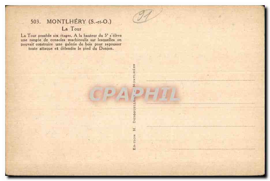 Montlhéry (S.-et-O.) — La Torre — Edición H. Degouillons — Reverso
