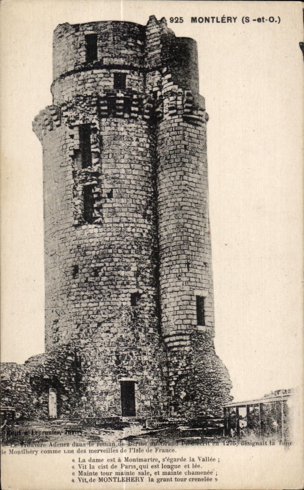 Tour de Montlérÿ (S-et-O.) — Ruines d'un château médiéval — Éditeur Leprouniet, Paris, n° 925