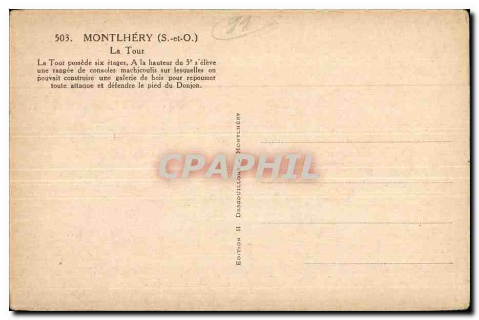 Montlhéry (S.-et-O.) — The Tower — Edition H. Dragouillon — Back