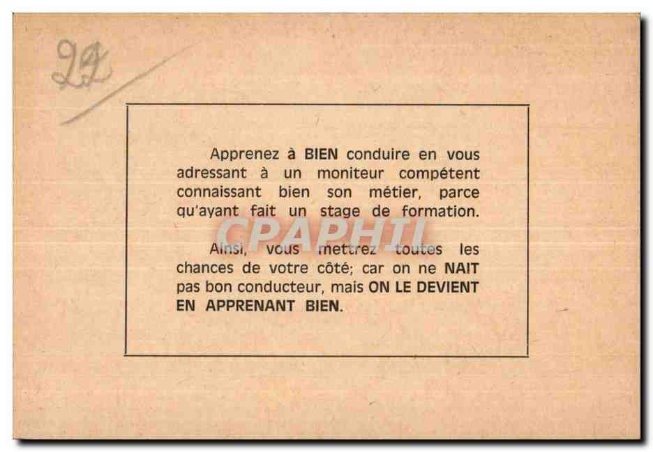 Auto-École F. MEHAT — Montlhéry-Atlantique — Éditeur non visible — Rückseite