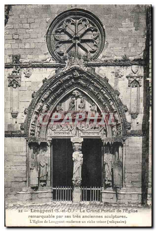Longpont - Grand Portail de l Eglise - CPA 