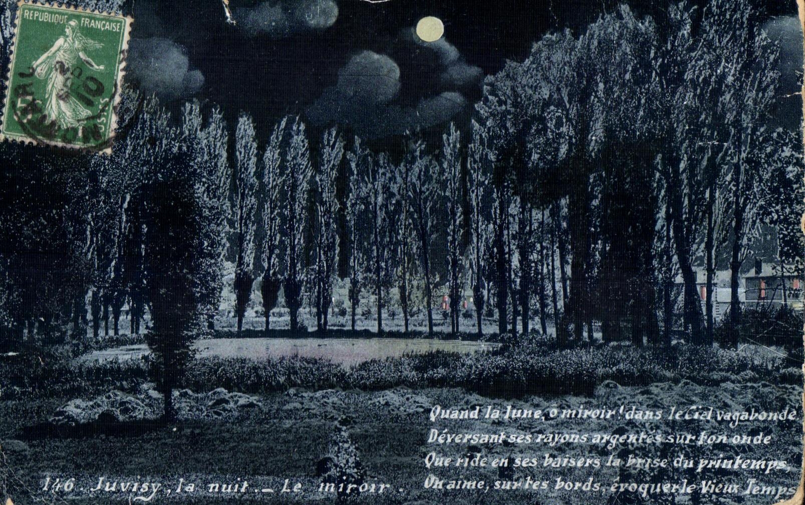 CPA Juvisy la nuit le miroir 
