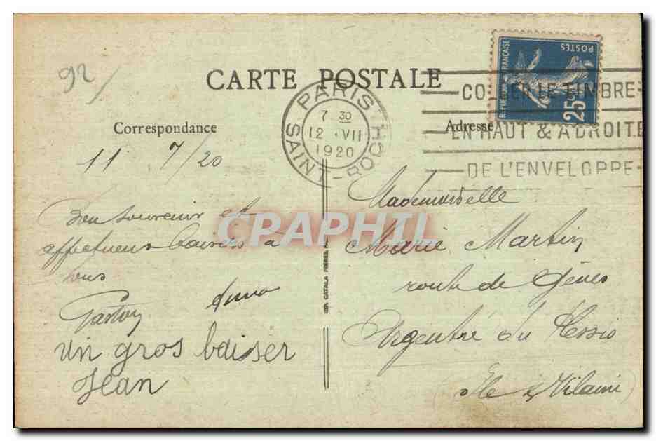 Garches - L Etang de Villeneuve - CPA — Rückseite