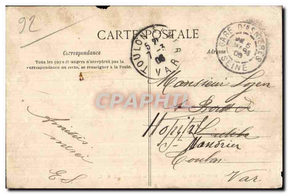 Asnieres - Rue de la Station - CPA — Rückseite