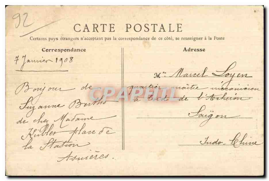 Asnieres - Le Pont - CPA — Rückseite