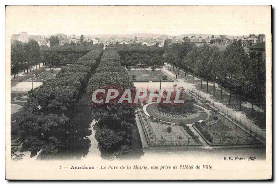 CPA Asnieres Le Pare de la Mairie vue prise de l Hotel de Ville
