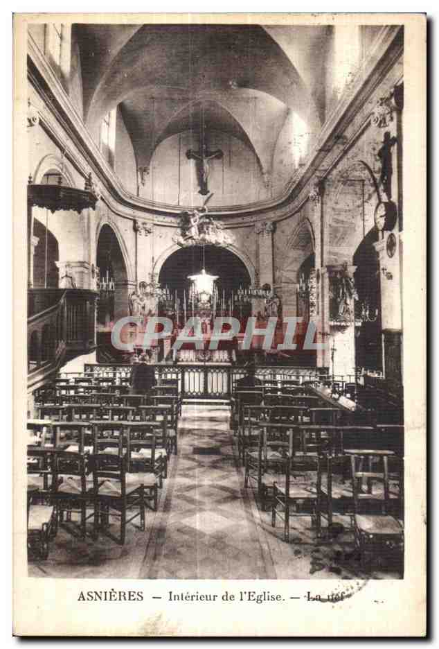 CPA Asnieres Interieur de l Eglise la nef