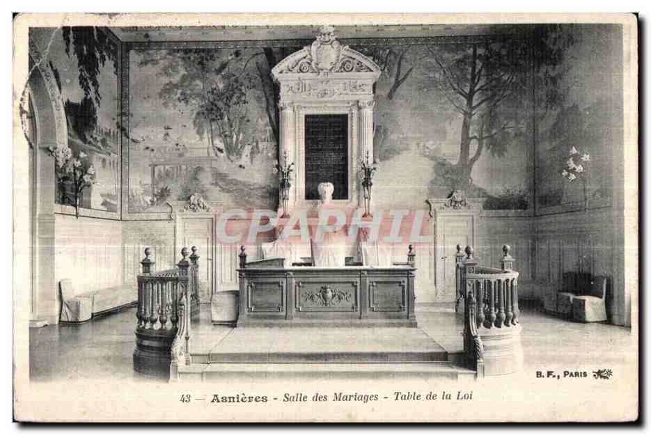 CPA Asnieres Salle des Mariages Table de la Loi