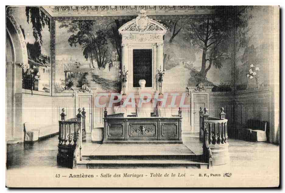 CPA Asnieres salle des mariages Table de la Loi