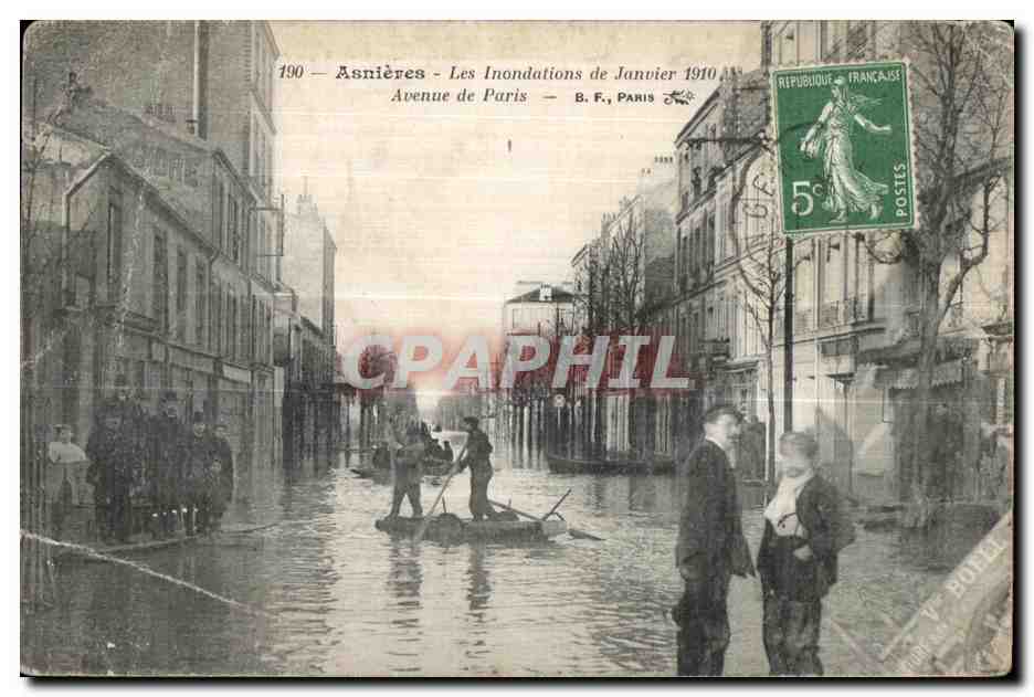 CPA Asnieres Les inondations de janvier 1910 Avenue de paris