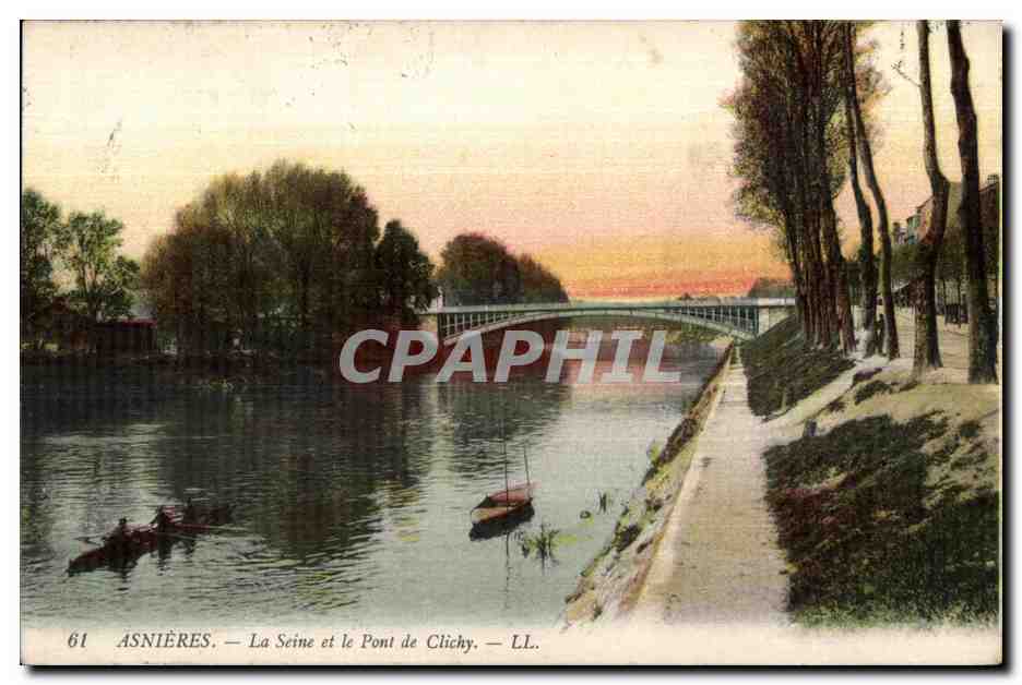 CPA Asnieres La Seine et le pont de clichy
