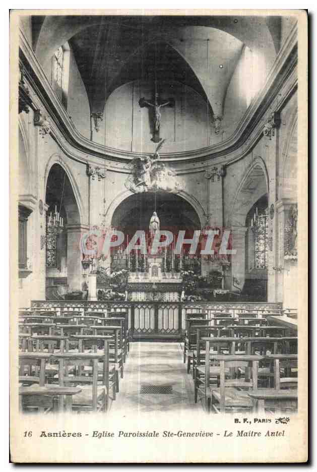 CPA Asnieres Eglise Paroissiale Ste Genevieve le maitre autel