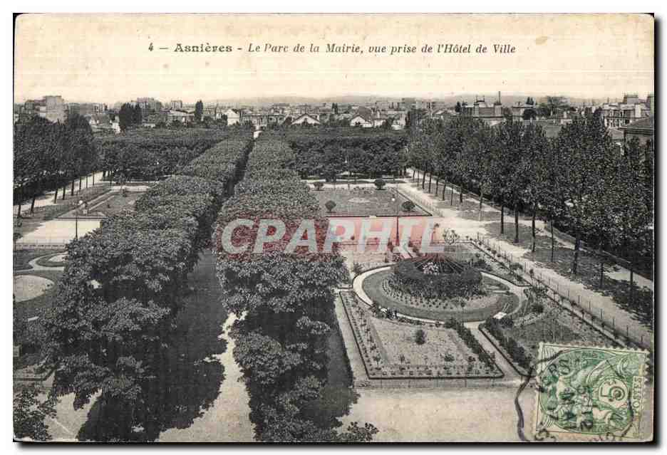 CPA Asnieres Le pare de la maire vue prise de l Hotel de ville