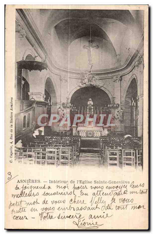CPA Asnieres Interieur de I Eglise Sainte Genevieve