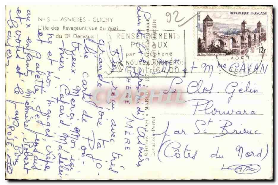 Île des Ravageurs — vue du quai — Éditions A. Baudin, n°5 — Verso