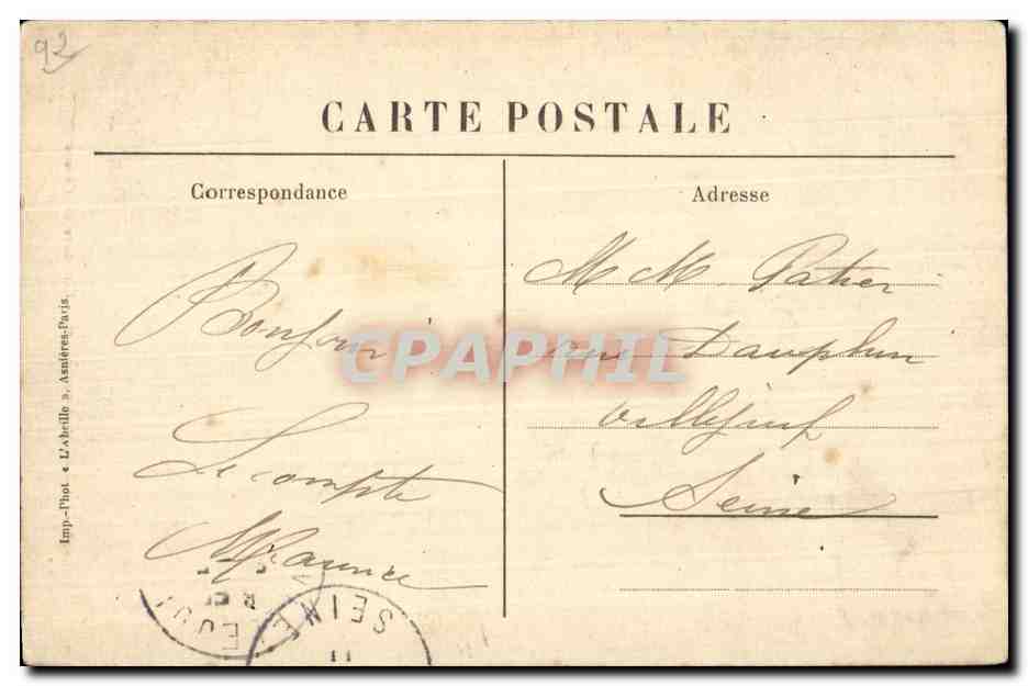 CPA Clichy Asnieres Cimetiere des Chiens — Rückseite