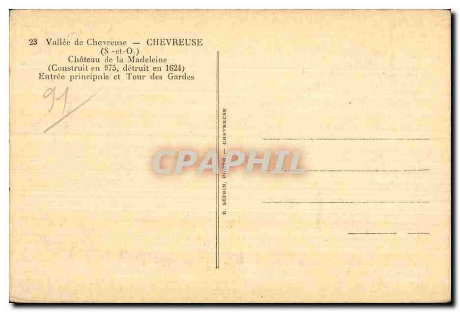 Vallee de Chevreuse - Chateau de la Madeleine - CPA  — Back