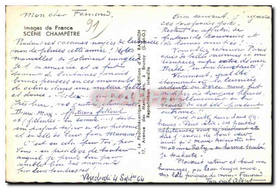 Scene Champetre - Images de France - mouton - sheep - CPA  — Back