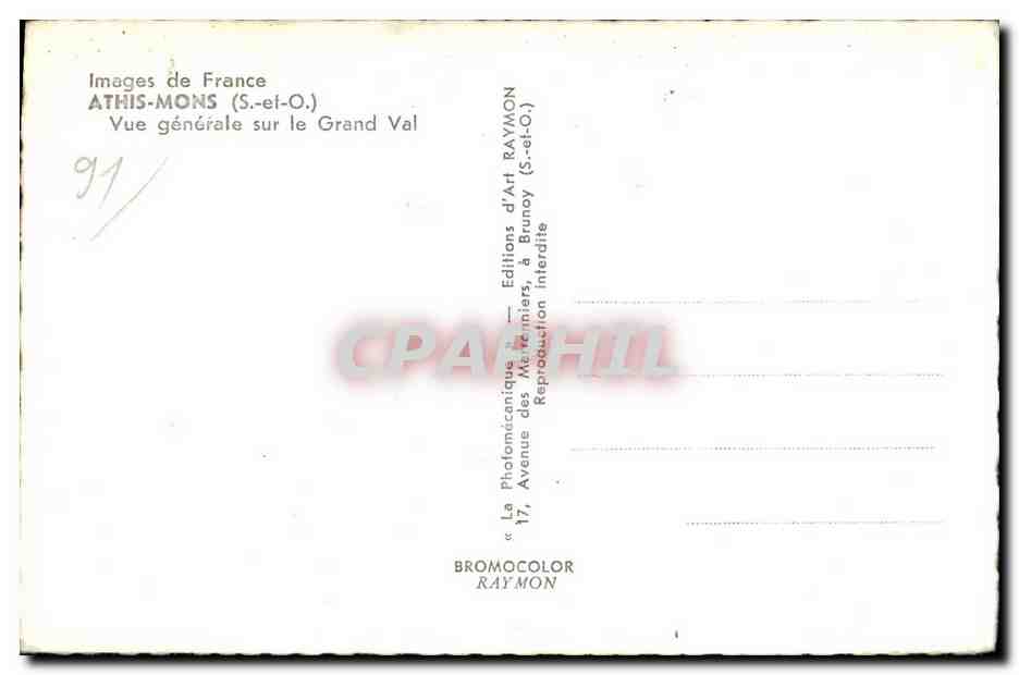 Athis Mons - Vue Generale sur le Grand Val - CPA  — Rückseite